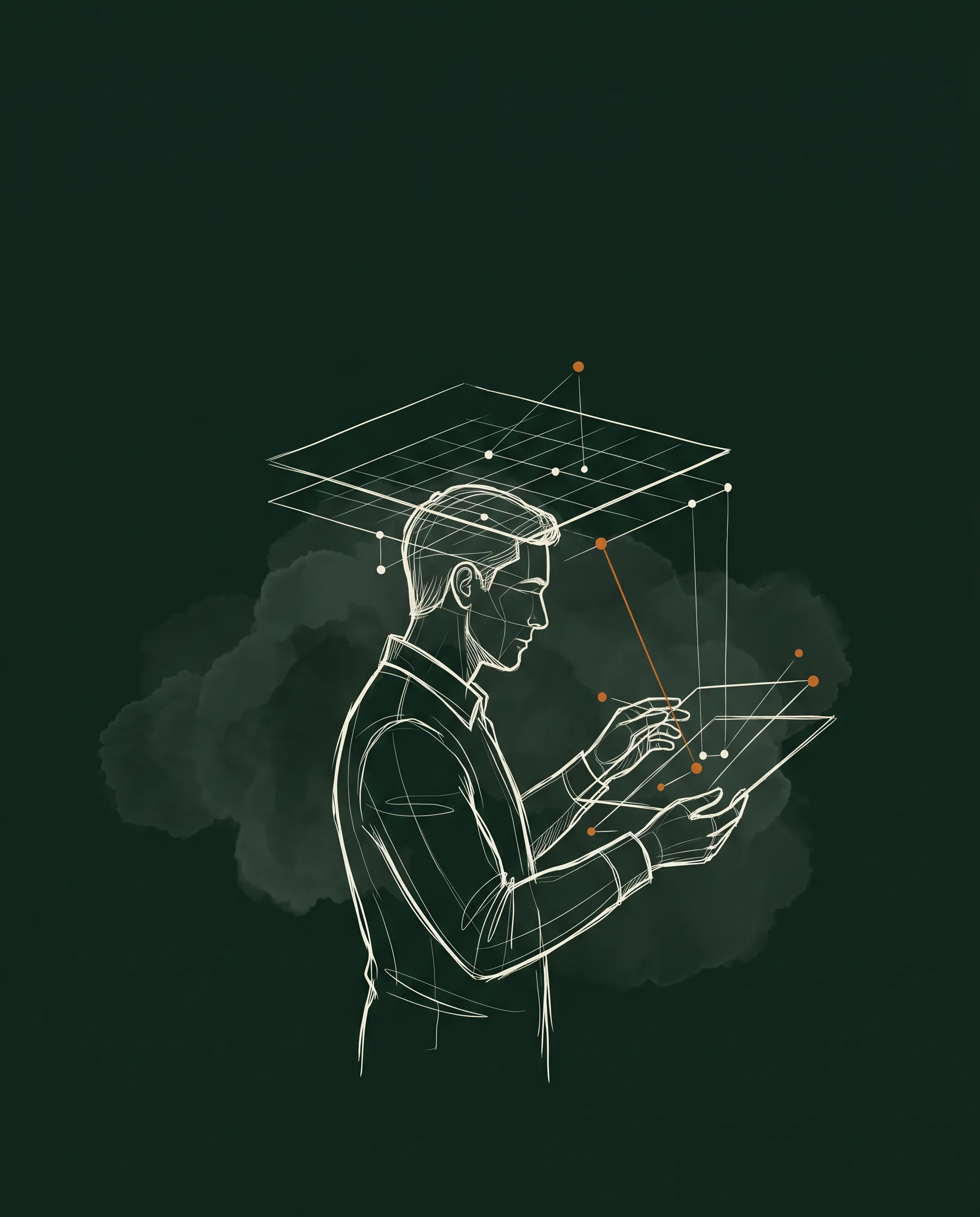 Een ondernemer wiens kennis via een contextlaag tot een werkend AI-systeem wordt geordend